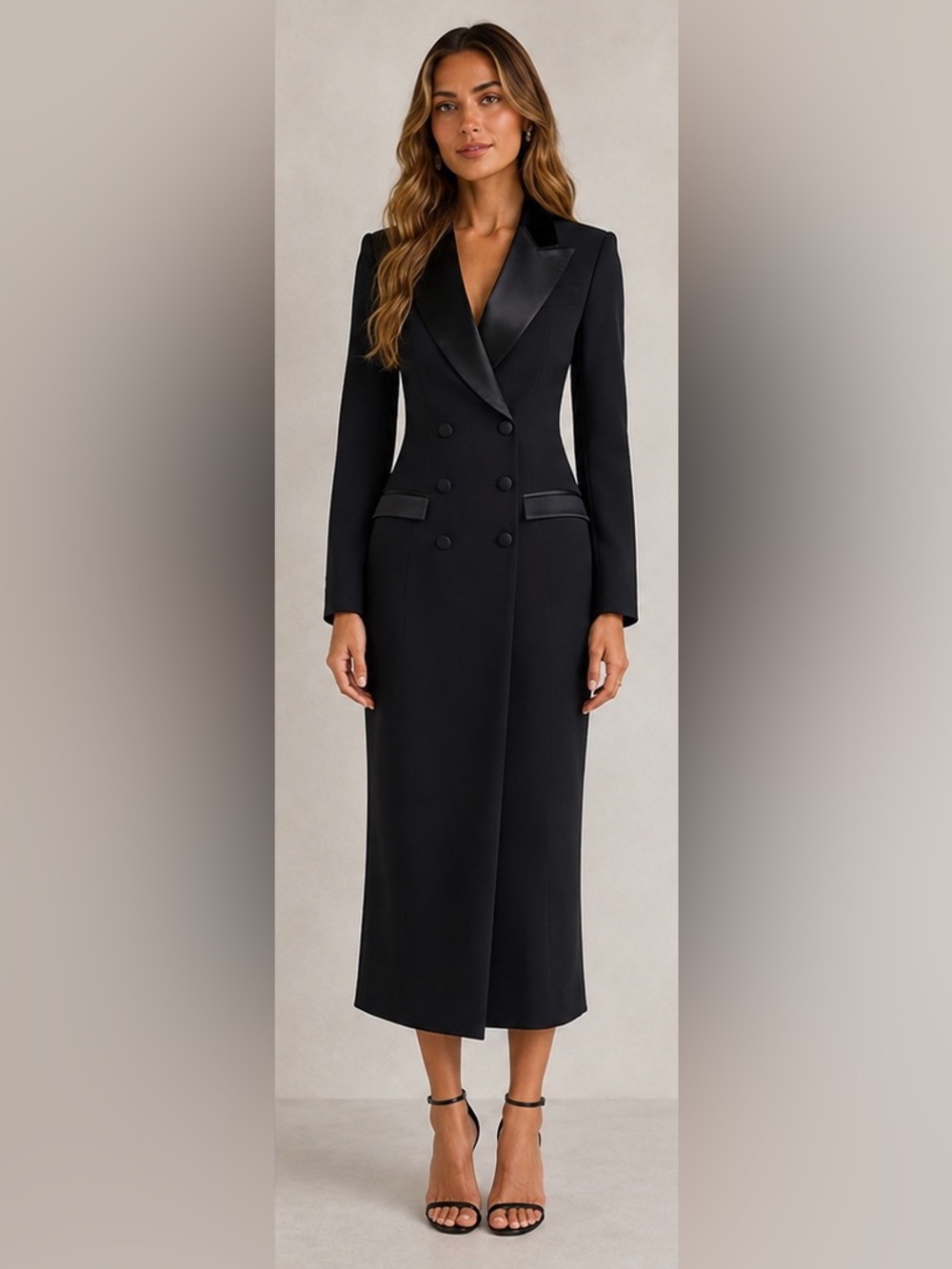 Tom Ford Tuxedo dress with satin lapels dress EUC